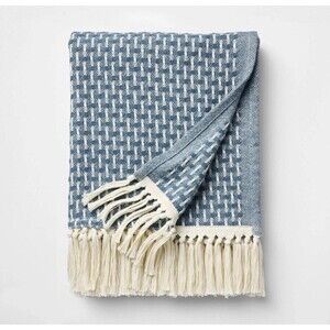 Studio McGee Woven Throw Blanket – Blue & Cream | 50”x60” | New